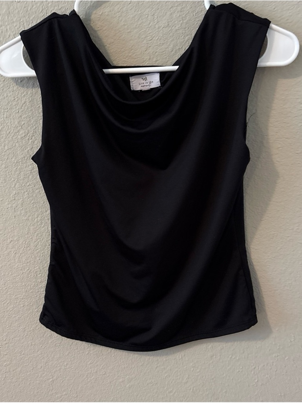 Black Sleeveless Drape Neck Top